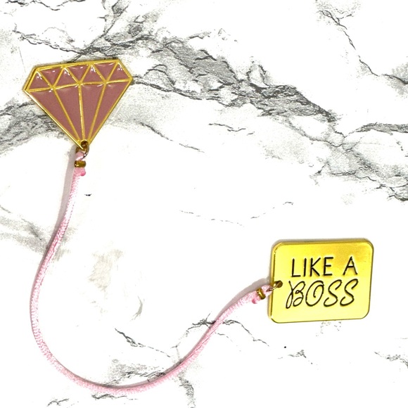 Like a Boss Metal Enamel Charm Diamond Shape Pendant Drop Dangle Bookmark - Picture 2 of 6